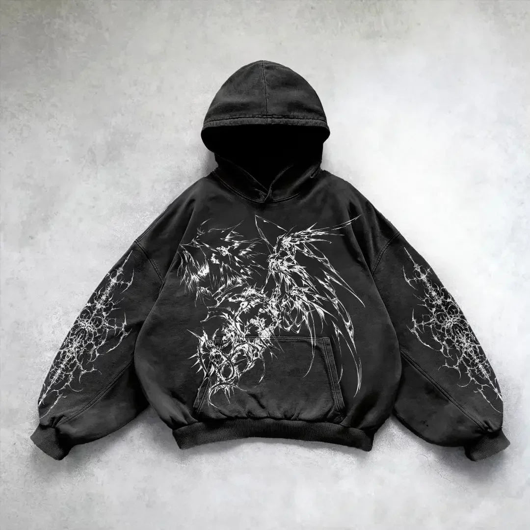 Hearujoy New goth streetwear sweatshirt hoodie demon girl print harajuku y2k tops oversized goth hoodies women couples gothic clothes