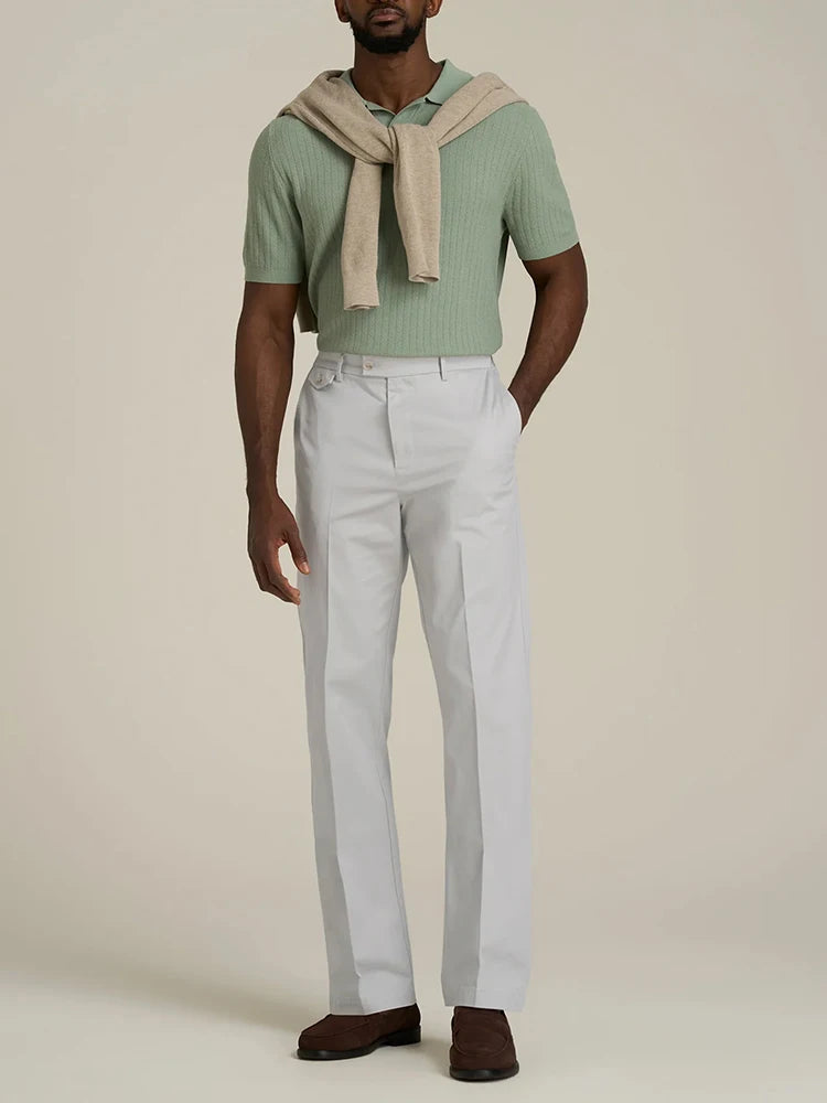 HEARUJOY  -  Stylish Solid Color Mens Suit Trousers Spring Fall Outdoor Casual Pleated Textured Pants Men Daily Leisure Loose Straight Pants