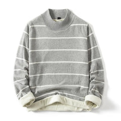 HEARUJOY  -  Fashion Pullover Navy Black Striped Knitted Sweater Men Women's Autumn Winter Round Neck Casual Korean Trend Cotton Clothing