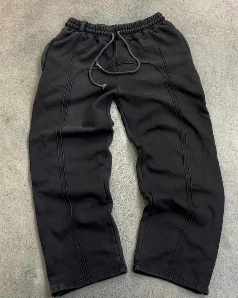 Hearujoy Y2k pants Casual fashion couple new men and women elastic waist wide leg pants High street trend Harajuku loose sweatpants