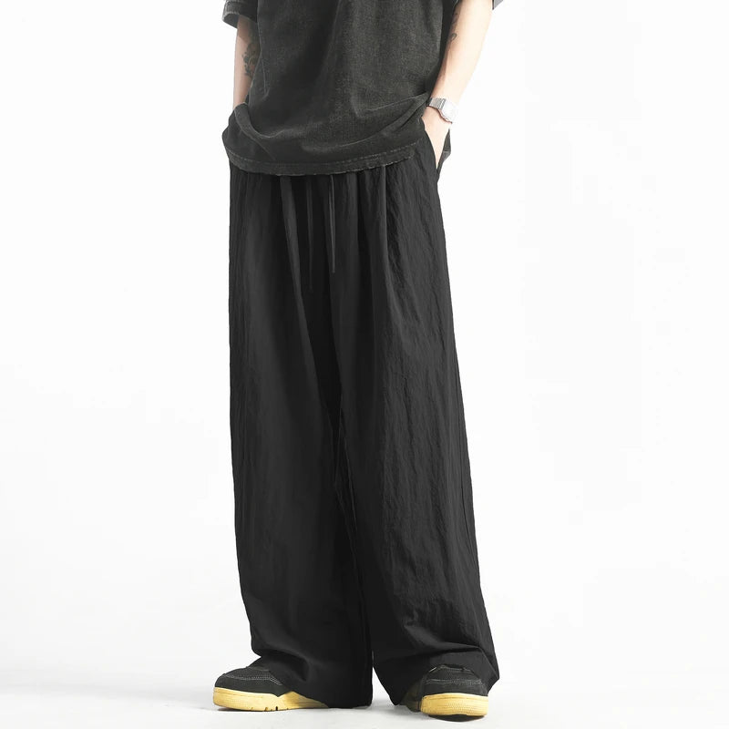 HEARUJOY  -  Y2K Men Streetwear Cargo Pants Korean Cotton Line Trousers Men Wide Leg Pants Solid Color Loose Joggers Baggy Harem Pants