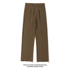 HEARUJOY  -  Brown Black Suit Pants Men Fashion Society Mens Dress Pants Korean Loose Straight Pants Mens Office Formal Trousers Plus Size