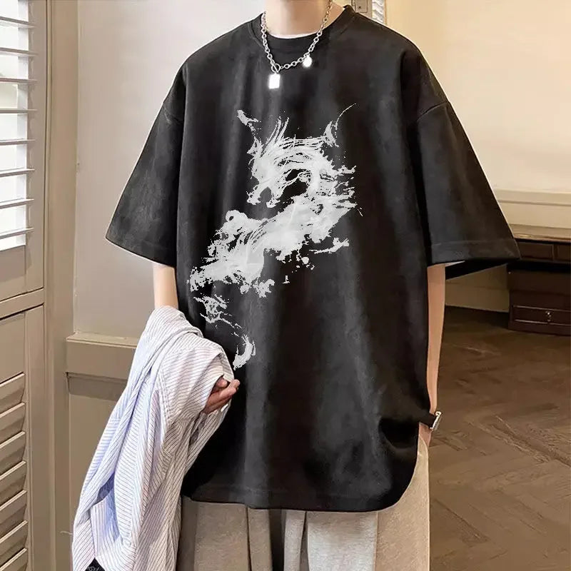 HEARUJOY  -  Man Tee Shirts Cotton Oversized O Neck Watercolor T Shirt for Men Luxury High Quality Cool New In Cheap Clothes Party Summer Top