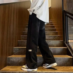 HEARUJOY  -  Spring And Summer New Straight Leg Pants Side Stripes Classic Blue Casual Jeans Men Korea Designer Clothes Baggy Jeans Man