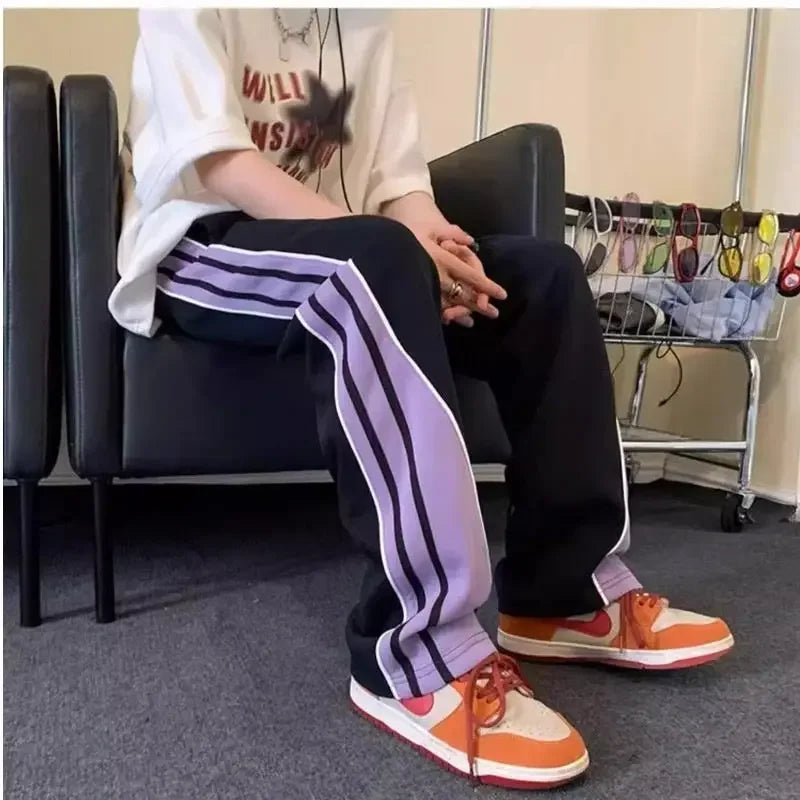HEARUJOY  -  Loose Autumn Winter Wide Straight Baggy Trousers For Men Punk Casual Pants Man Trend Luxury Classic Streetwear Polyester Sale