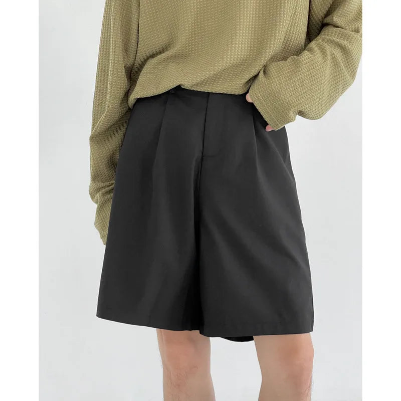 HEARUJOY  -  Summer Black Suit Shorts Men Fashion Social Mens Dress Shorts Korean Loose Straight Casual Shorts Mens Office Formal Shorts