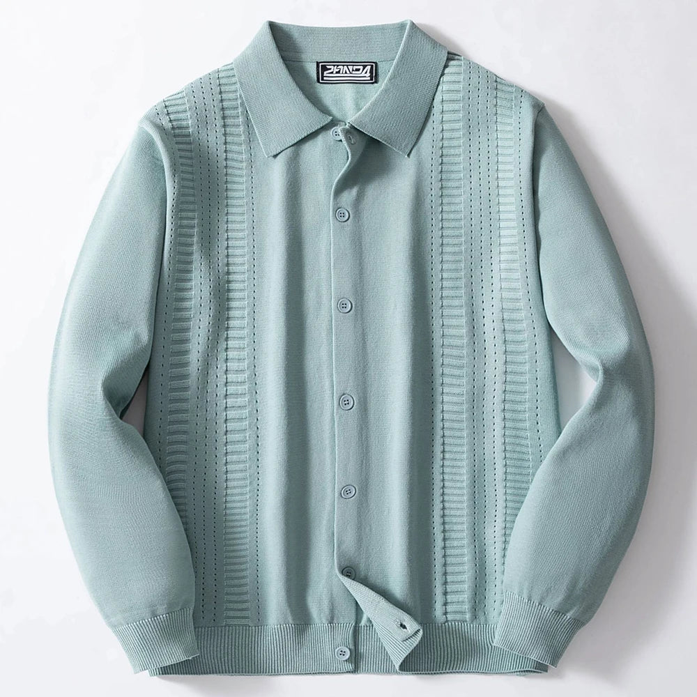 HEARUJOY  -  Spring And Autumn New Men's Knitted Long-Sleeved Jacket Korean Retro Fashion Trend Casual Simple Loose Breathable Men's Tops