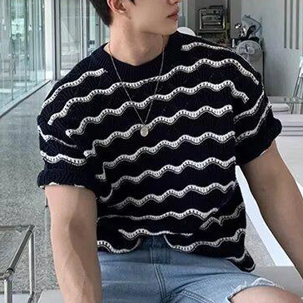 HEARUJOY  -  For Summer Fashion Streetwear Men\'s Fashion Tops Fashion Holiday Male O Neck Streetwear Vacation Casual Daily