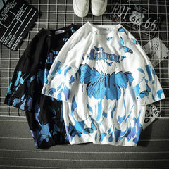 HEARUJOY  -  Hip Hop Butterfly T Shirt Men Oversized T Shirt Print Men Women Graffiti T Shirt Short Sleeve Fashion Streetwear Plus Size Top