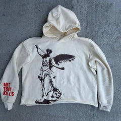 Hearujoy Harajuku skull letter print streetwear hiphop hoodies women graphic y2k top oversized hoodie sweatshirt goth women clothes