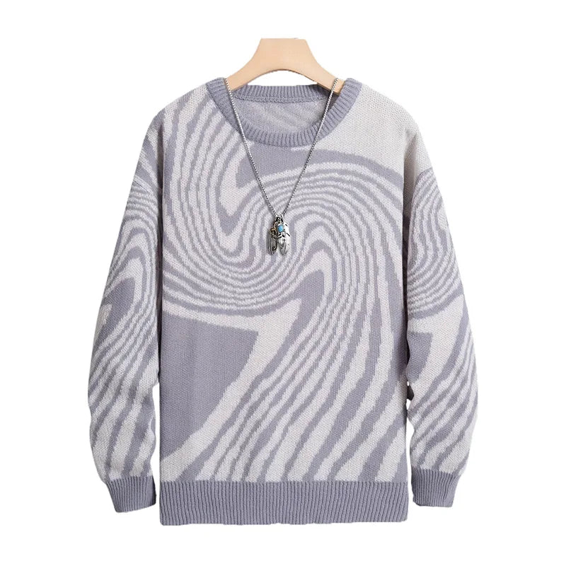 HEARUJOY  -  Men Jacquard Pattern Sweaters Knitted Tops Long Sleeve Round Pullover Thicken Warm Knitwear Autumn Winter Harajuku Streetwear