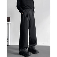 HEARUJOY  -  Black Brown Suit Pants Men Society Mens Dress Pants Korean Loose Casual Straight Pants Mens Office Formal Trousers Large Size