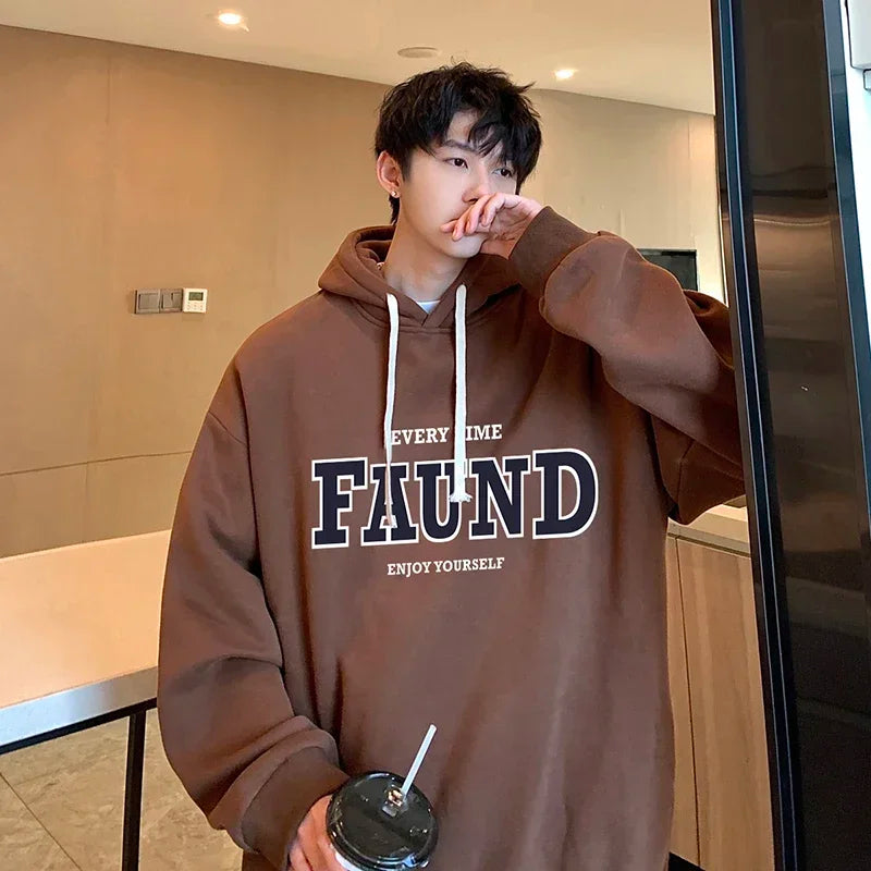 HEARUJOY  -  Men's Oversized Hoodie Off White Letter Print 5XL Hoodies with Hat Over size for Men Man Hoody Casual Wear Male Sweatshirt