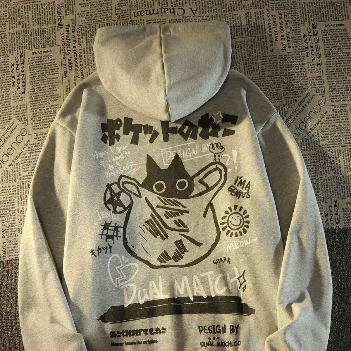 Hearujoy Retro Cat hoodie Streetwear Women Loose Japanese Oversize Silver Fox Velvet Coat Y2k Sweatshirts Casual Kawaii clothes