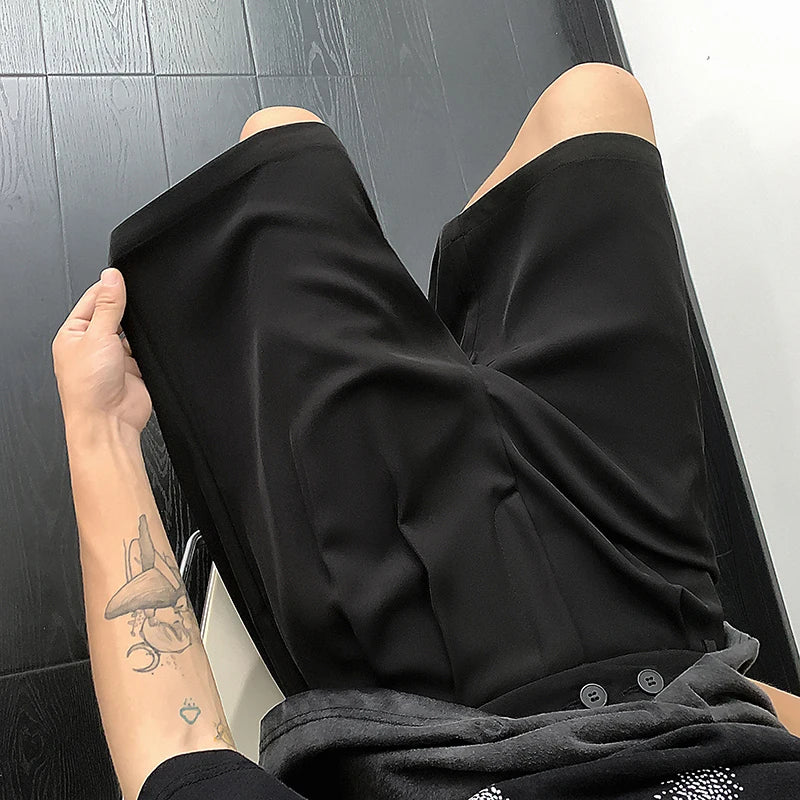 HEARUJOY  -  Summer Suit Shorts Men Fashion Social Mens Black Dress Shorts Korean Business Casual Shorts Mens Office Formal Shorts M-3XL
