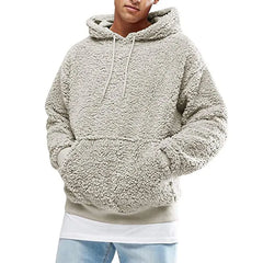 HEARUJOY  -  Autumn Winter MenS Fleece Lined Hooded Sweatshirt Cozy Warm Pullover Soft Fluffy Casual Streetwear Trendy Thickened Long Sleeve