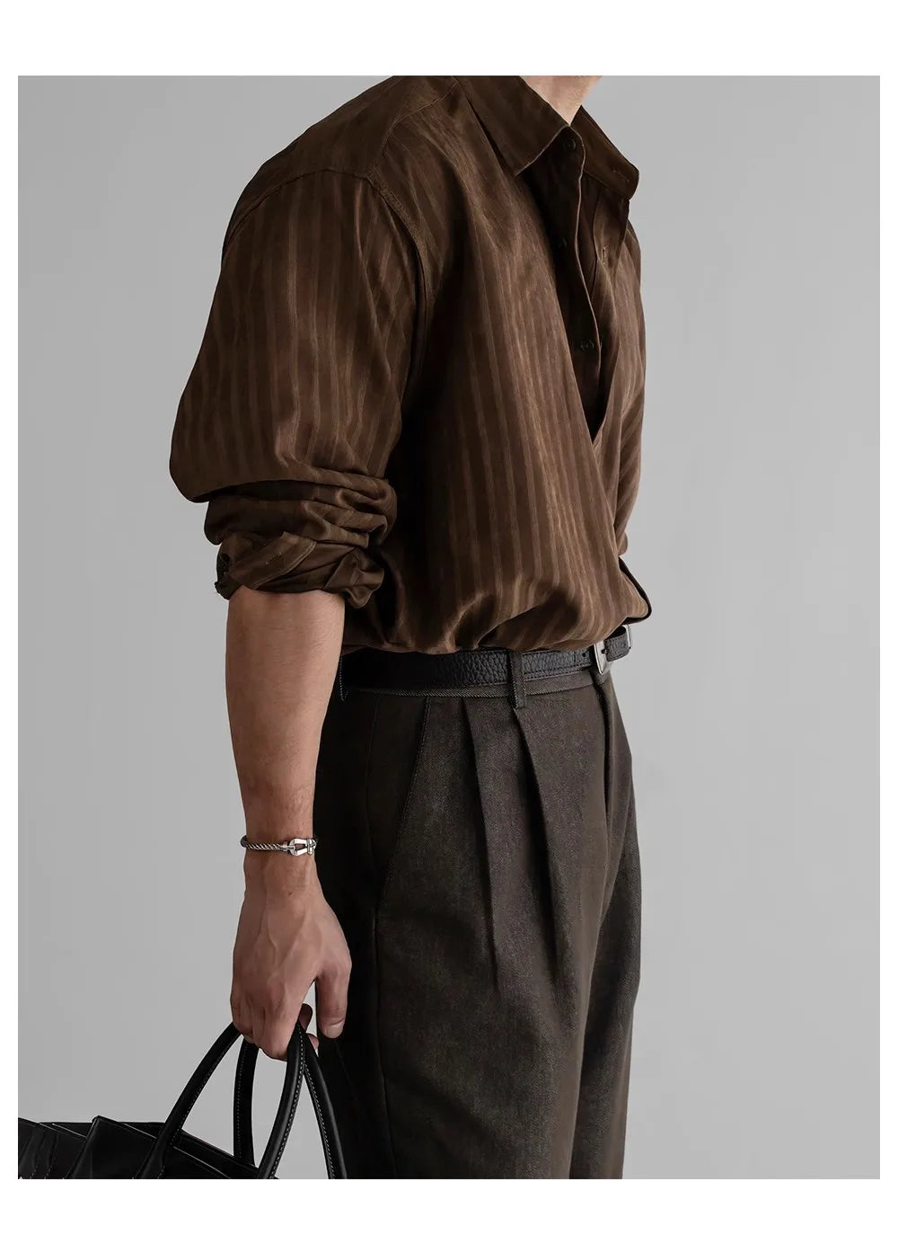 HEARUJOY  -  New Korean Fashion Men Shirts Light Luxury Textured Business Striped Long Sleeve Cardigan Tops Leisure High Quality Blouse M-2XL