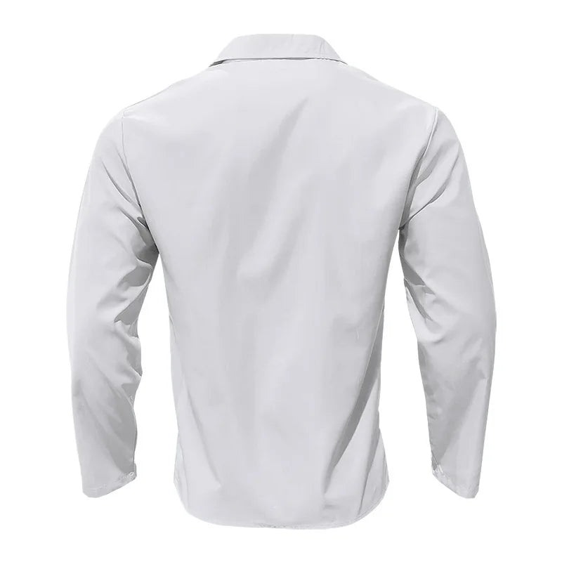 HEARUJOY  -  Men's Spring and Autumn Long Sleeve T-shirt Casual Loose Cardigan Lapel Button Down Shirt