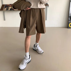 HEARUJOY  -  Summer Suit Shorts Men Fashion Business Casual Dress Shorts Men Streetwear Korean Loose Suit Shorts Mens Office Formal Shorts