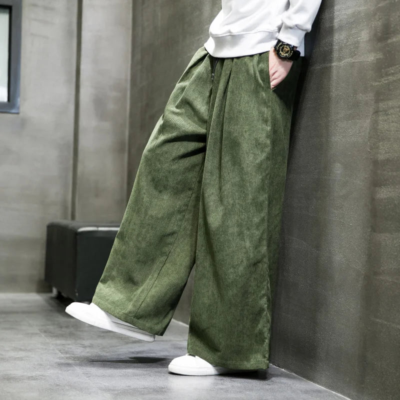 Hearujoy Baggy Corduroy Pants for Men Japanese Oversize Wide Leg Trousers Male Big Size Casual Streetwear Hip Hop Harajuku 5XL