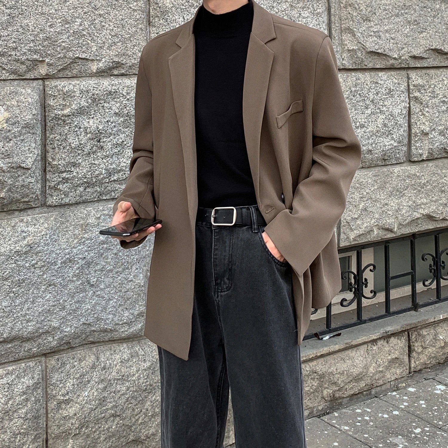 HEARUJOY  -  Spring Summer Men Formal Blazers Men Korean Fashion Loose Casual Dress Jacket Men Harajuku Social Suit Jacket Clothing