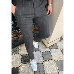 HEARUJOY  -  Autumn Winter Male Striped Striped Printing Pencil Pants Homme Trend Fashion All-match Business Casual Trousers Men's Clothing