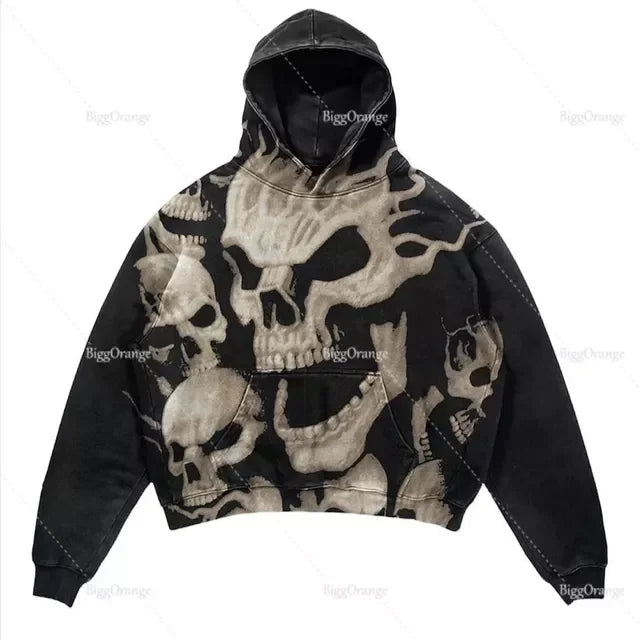 Hearujoy Retro Hand Printing Hoodies Women new Sweatshirt Oversize Loose Tops Couples streetwear Goth Popular Y2k Clothes