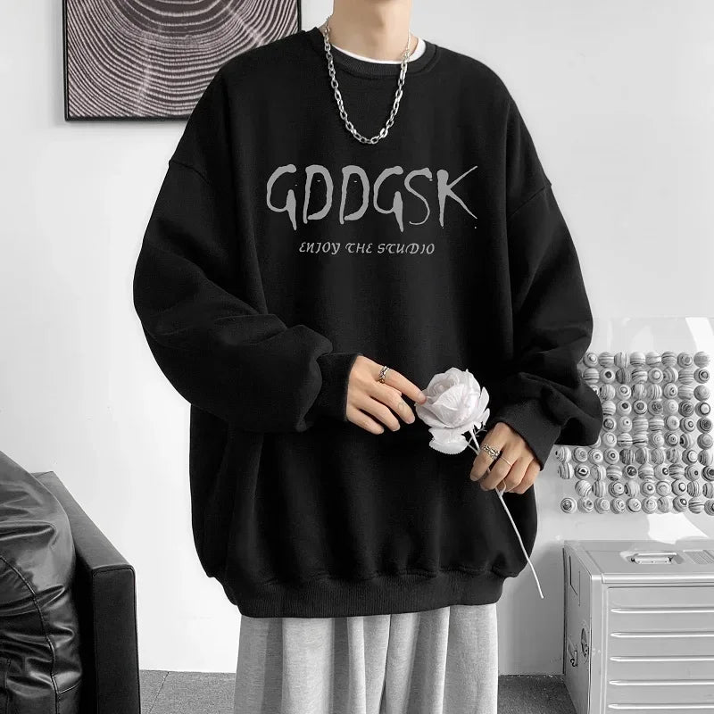 HEARUJOY  -  Men's Oversized Hoodie White 5XL Unisex Autumn Over Size Hoodies for Men Letter Print Man Casual Wear Hoody Male Sweatshirt
