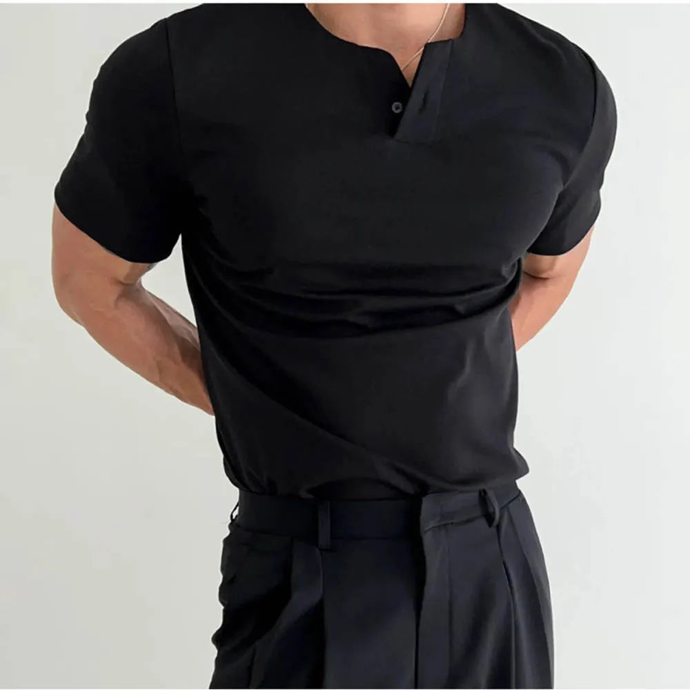 HEARUJOY  -  Men's Solid Color Sports Short-Sleeved T-Shirt American Retro Fashion Trend Loose Casual Breathable Niche Summer New Men's Tops