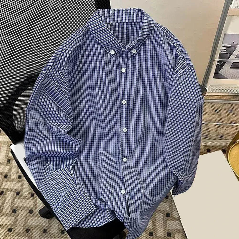 HEARUJOY  -  Button Up Shirt Mens Casual Tops Casual Gatherings Casual All Season Wear Daily Wear Lightweight Material Loose Fit Design