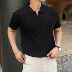 HEARUJOY  -  Black Casual Short Sleeves Versatile Knitted Tops Home Commuting Use Slight Stretch Fit Comfortable Elasticity