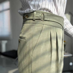 HEARUJOY  -  British Style Naples Pant For Men Vintage Gurkha High Waist Straight Suit Trousers Spring Autumn Fashion Business Casual Pants