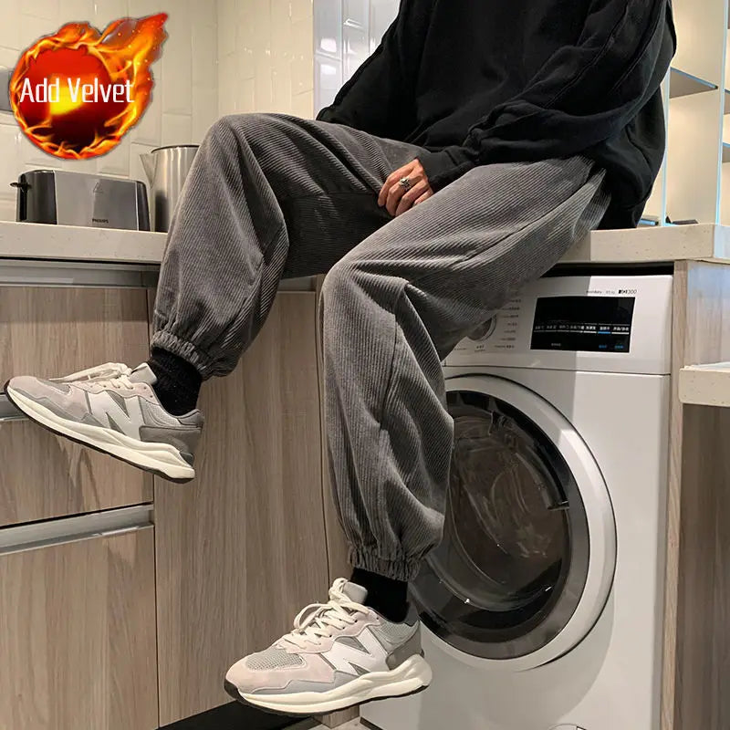 HEARUJOY  -  Man Sports Pants Harem Trousers Comfortable Y2k Cool Autumn Winter Casual Korean Sweatpants for Men Fleece-lined and Extra Thick
