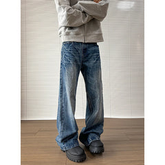 Hearujoy Baggy Jeans Men's Denim Pants Blue Acid Wash Male Jeans Straight Casual Menwear Loose Wide Leg Trousers 2024 New Mopping pants