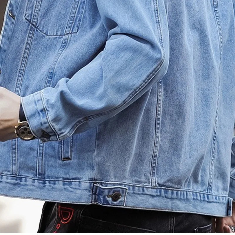 HEARUJOY  -  Spring and Autumn Men's New Spliced Turn-down Colla Button Pocket Fashion Solid Color Loose Comfortable Long Sleeve Jackets