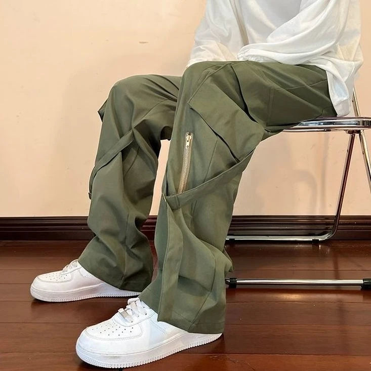 HEARUJOY  -  Spring Summer Multi Pocket Straight Cargo Pants for Men Designer Techwear Korean Style Luxury New in Casual Baggy Trousers Man