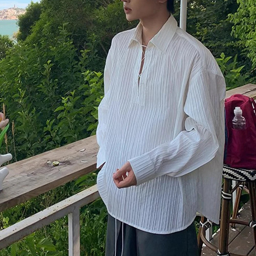 HEARUJOY  -  Casual Outing Regular Clothing Length Slight Stretch Fabric Casual Draped Long Sleeve Shirt Casual Style Shirt