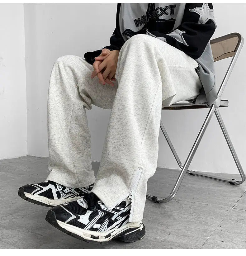 HEARUJOY  -  Black Casual Pants Men Sweatpants Oversized Wide Leg Pants Men Streetwear Loose Grey Straight Sports Pants Mens Joggers Trousers