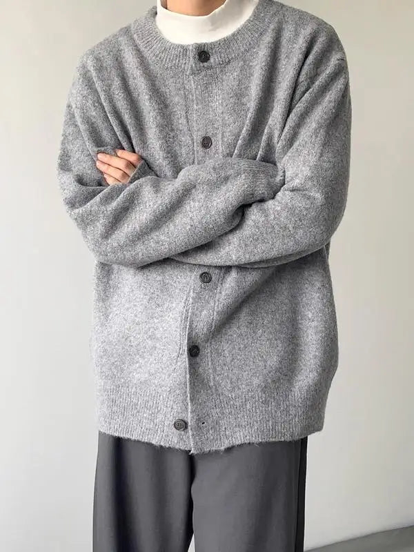 HEARUJOY  -  Autumn Winter Lazy Sle Soft Woolen Camere Knitted Sweater Men's Korean Version High-End Feeling Open Cardigan Outerwear