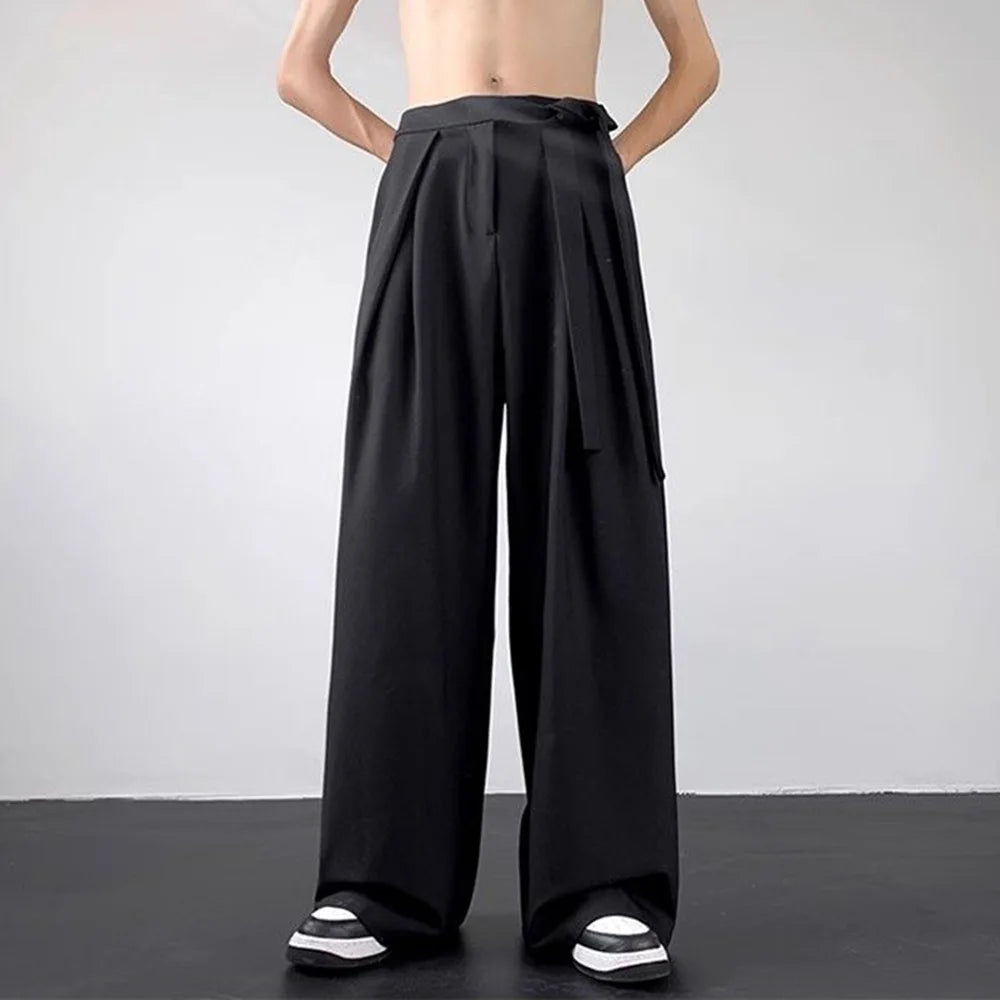 HEARUJOY  -  Mens Y2k Japanese Belt Casual Trousers Streetwear Daily Niche Personality Versatile Comfortable Straight Pants