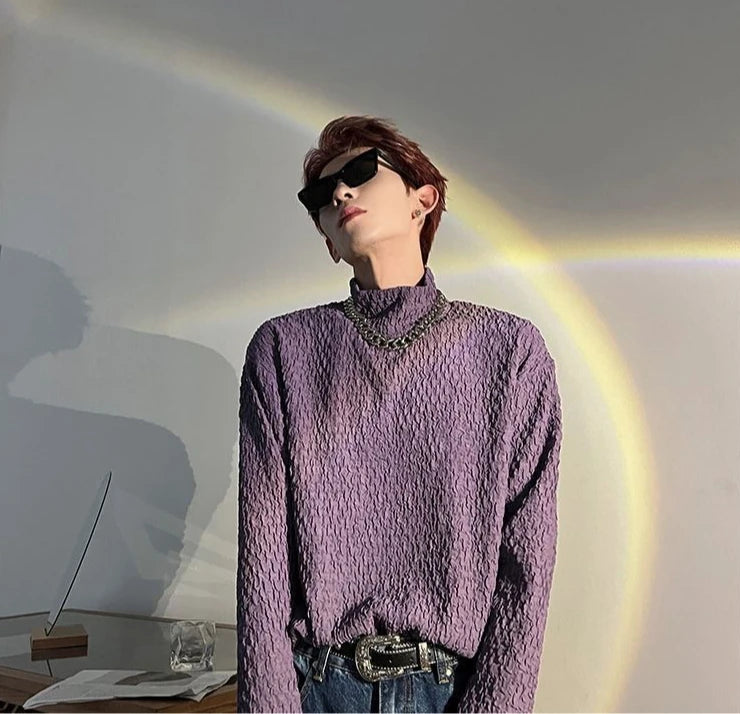 HEARUJOY  -  Unicolor Men's T-shirts Japan One Piece Designer Quotes Emo Size Plain Sweatshirt Bulk Aesthetic Spring Turtleneck Male Pullover