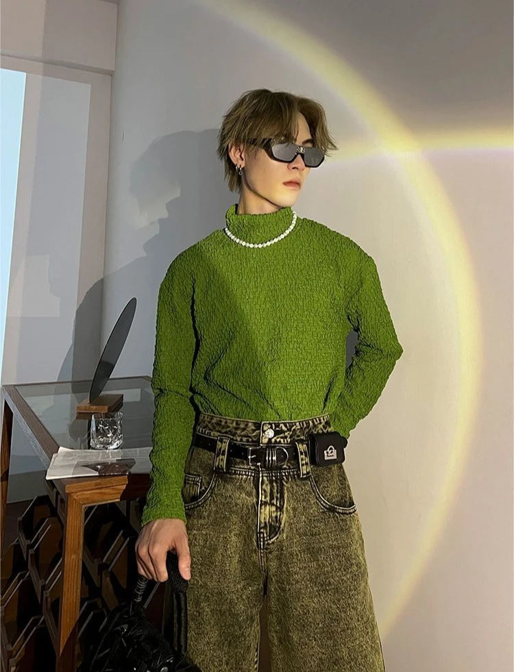 HEARUJOY  -  Unicolor Men's T-shirts Japan One Piece Designer Quotes Emo Size Plain Sweatshirt Bulk Aesthetic Spring Turtleneck Male Pullover