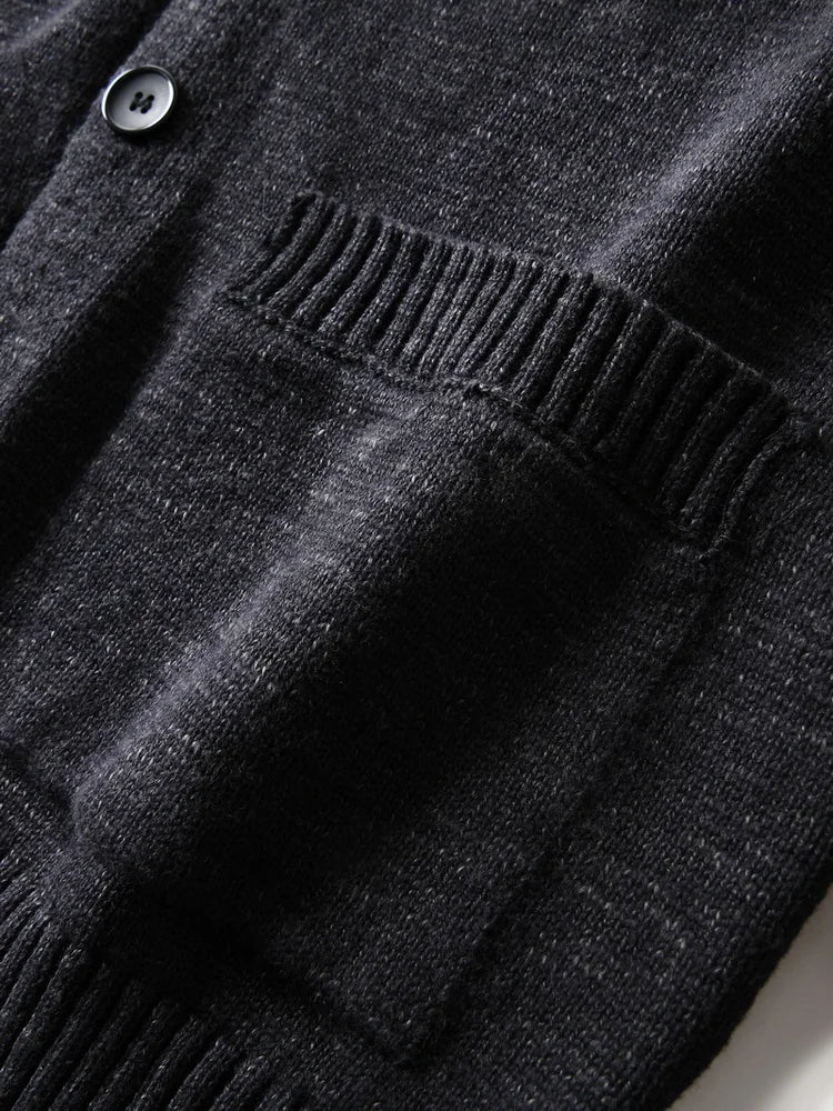 HEARUJOY  -  Premium Wool-Blend Relaxed Fit Layered V-Neck Cardigan Men's Warm Knit Sweater Coat for Autumn/Winter