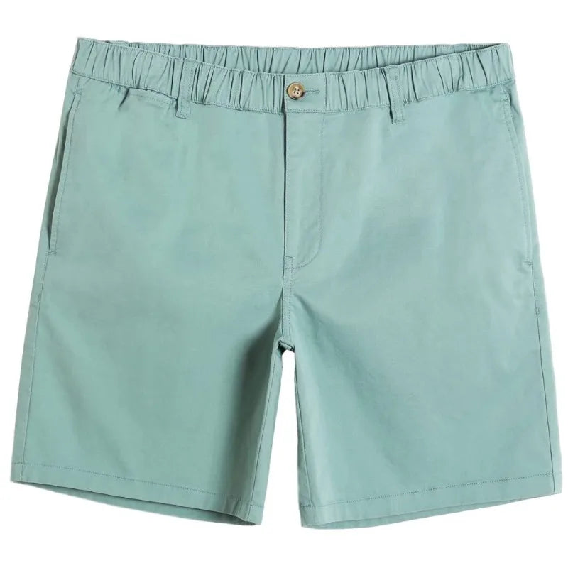 HEARUJOY  -  Men's Classic Fitted Cotton Casual Shorts with Elastic Waistlines and Multiple Pockets for Daily Commuting and Summer Shorts