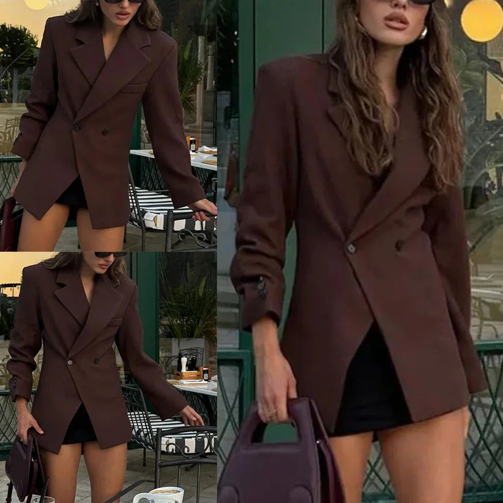 HEARUJOY  -  Casual Lapel Blazer Jacket Lapel Jacket Casual Jacket 72-74.5 Cm Women Blazer Brand New Condition Cuff Buttons Design