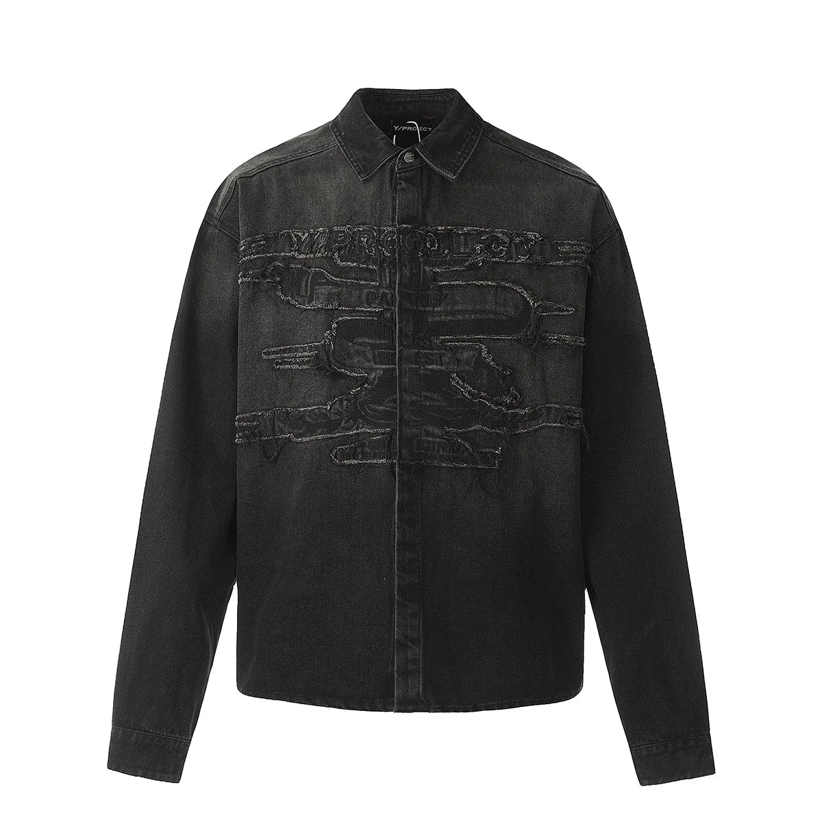 Hearujoy Distressed Letter Embroidery Frayed Jeans Jacket for Men and Women Vintage Washed Baggy Denim Coat Oversized Windbreaker Clothes