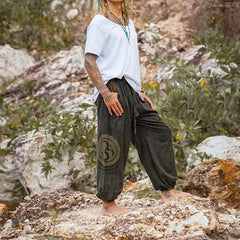 HEARUJOY  -  Vintage Ethnic Style Graphics Print Casual Pants Men 2025 Spring Summer Fashion Loose Foot Binding Haren Trousers Streetwear
