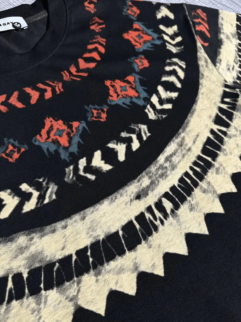 HEARUJOY  -  Korean Style Fashion Printed Spring Summer Niche Short-sleeved T-shirt Black Loose Men Round Neck Light Luxury Short-sleeved