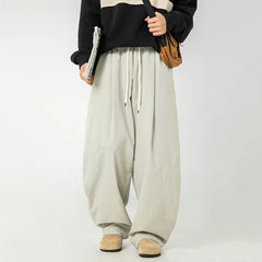 HEARUJOY  -  Pleated Design Men Casual Trousers Solid Color Drawstring Summer Korean Style Elastic Waist Straight Leg Male Pants 9W3495