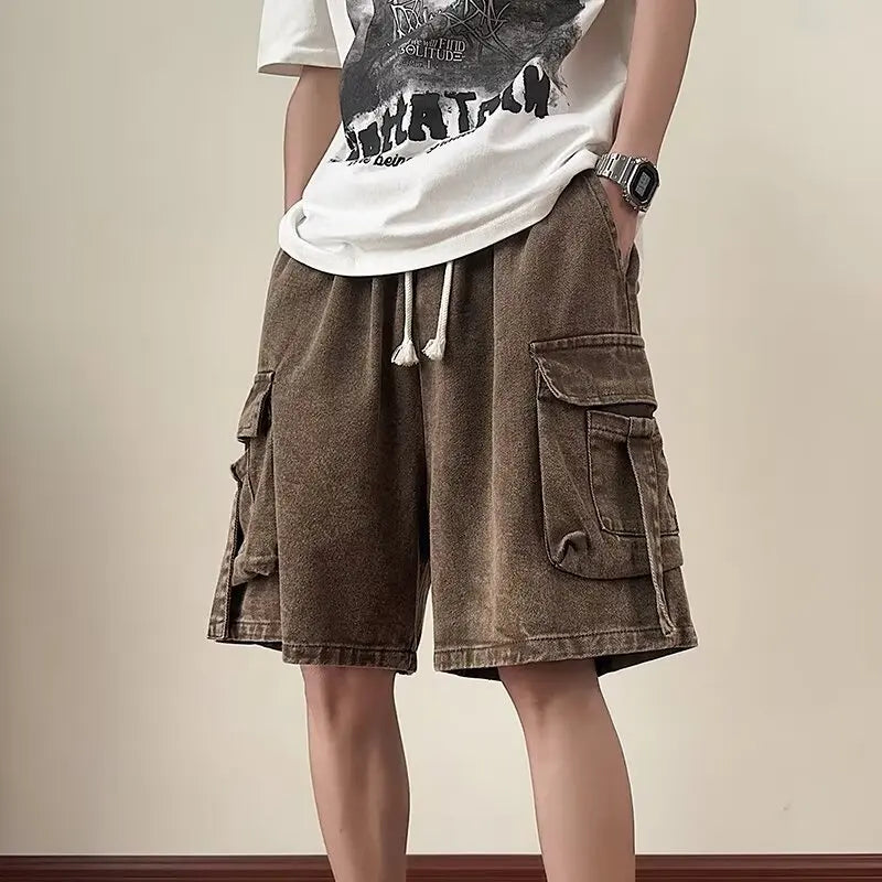 HEARUJOY  -  Y2K Oversized Short Hip Hop Harajuku Streetwear Korean Style Shorts Baggy Wide Leg Short Pants New Male Brand Clothes